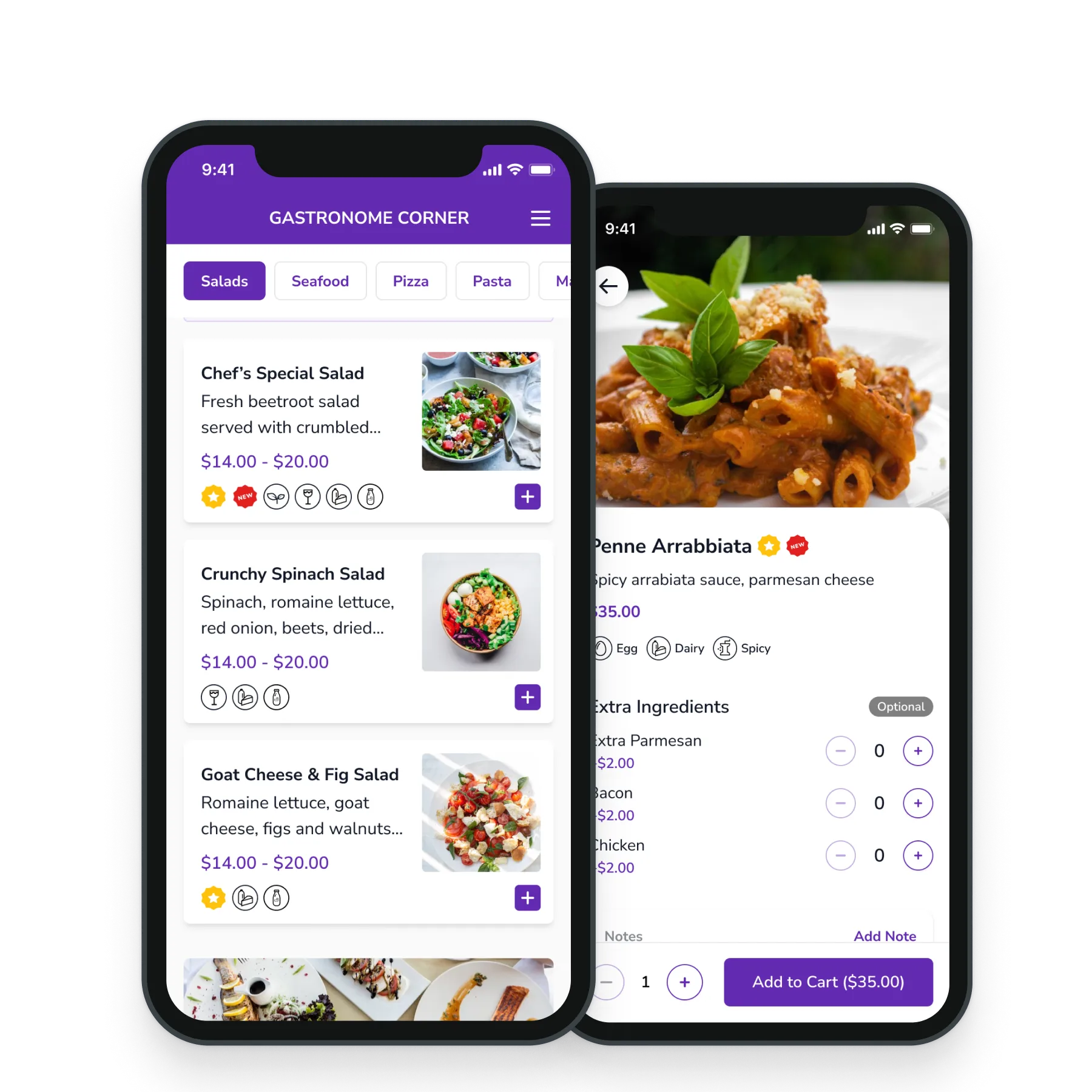 FineDine order & pay feature screen.