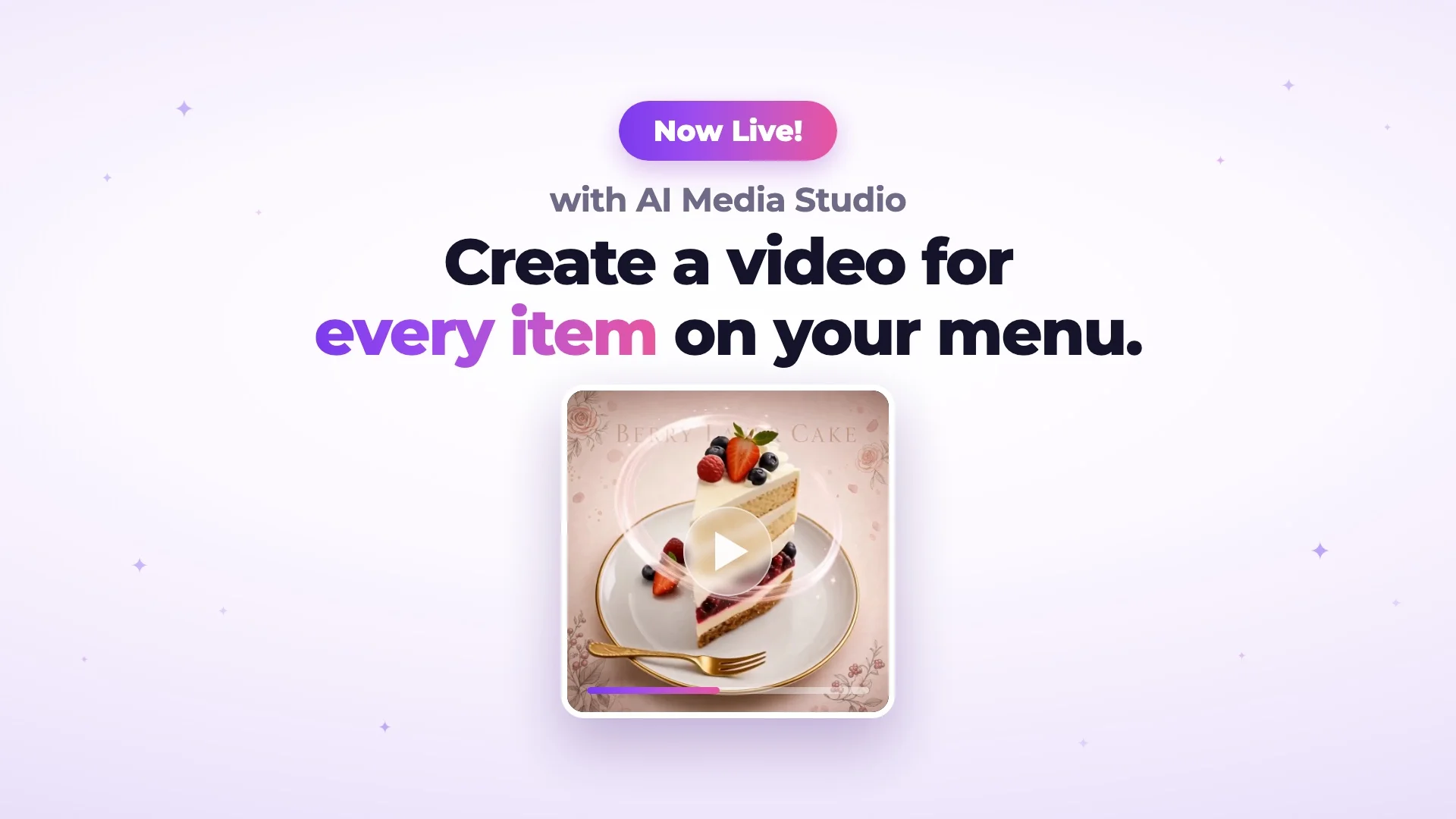 AI Media Studio video style picker showing seven dish video styles with their credit costs