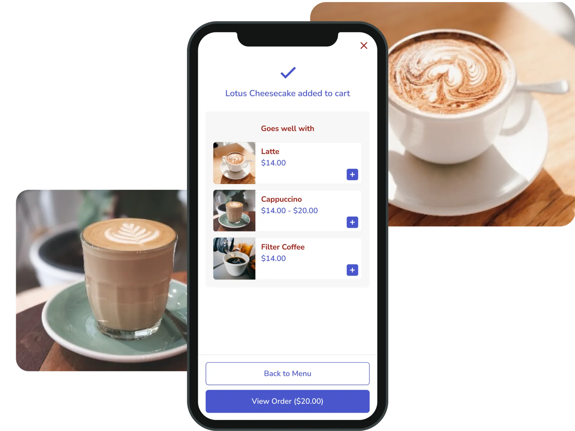 Casual dining recommended items screen.
