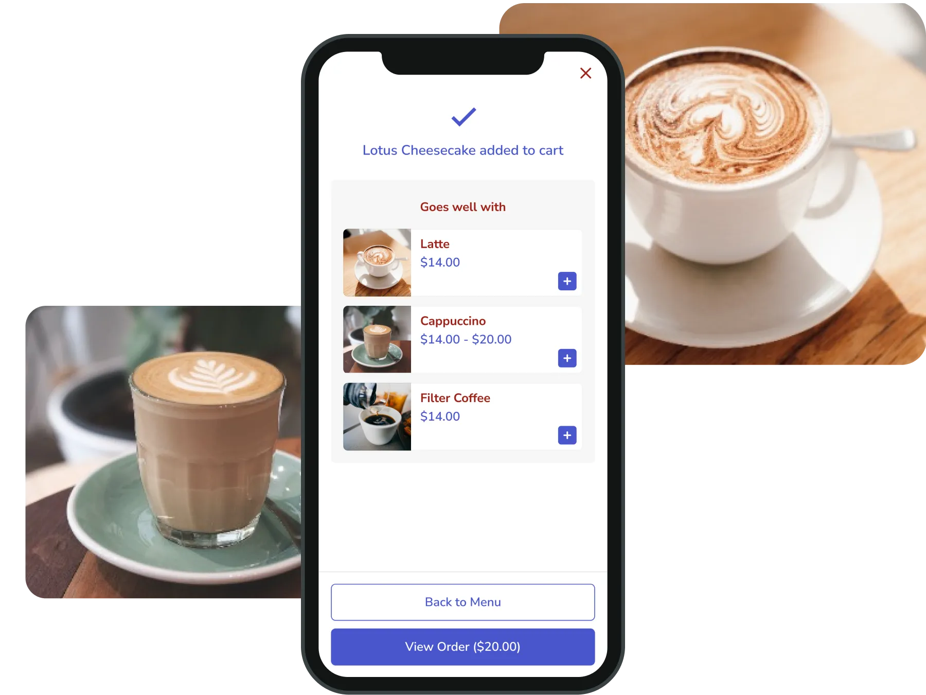 Casual dining recommended items screen.
