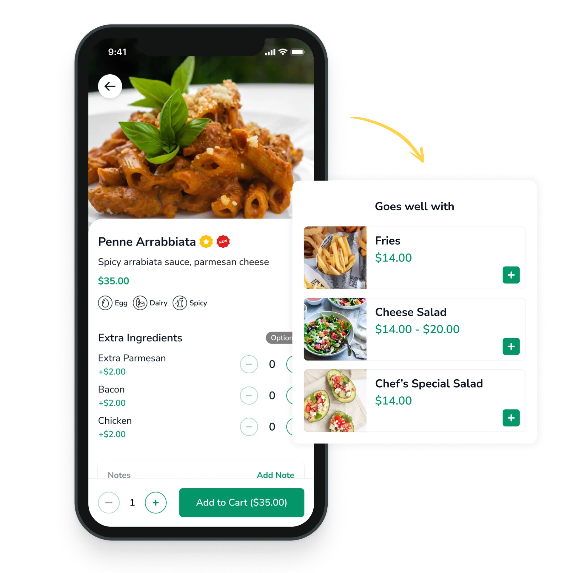 Dine-In QR Menu recommended items screen.