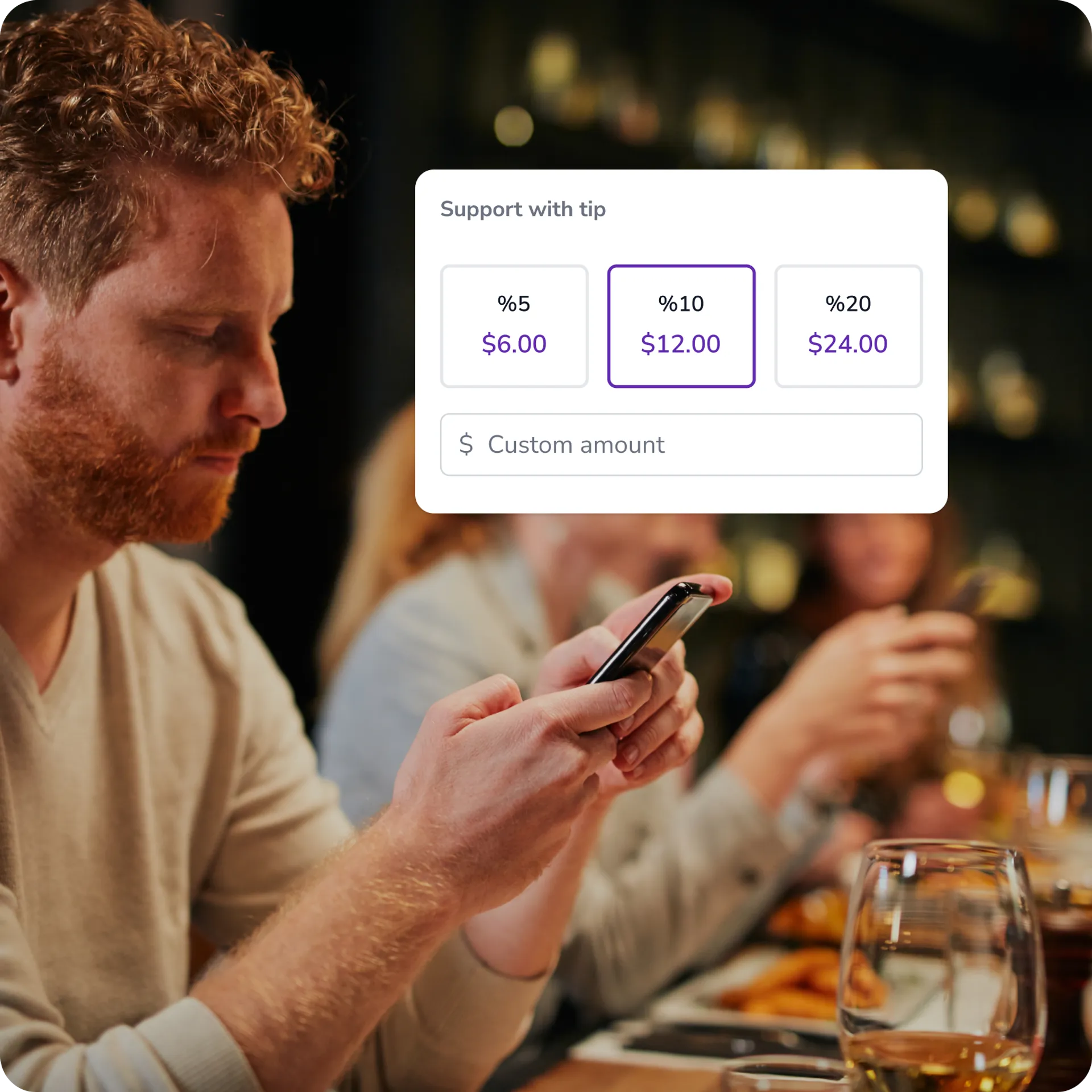 FineDine Fast Checkout tip page.