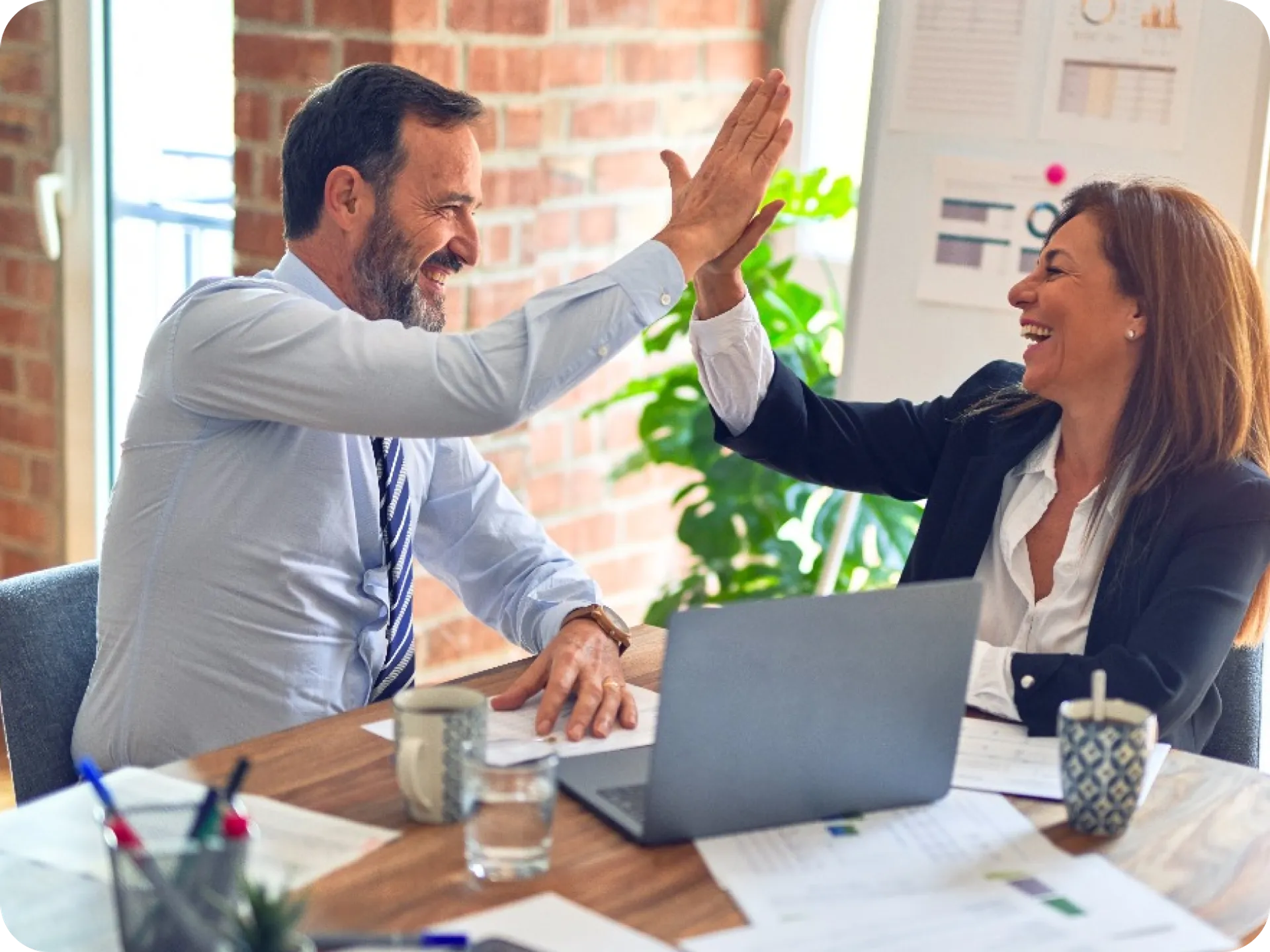two people working together.