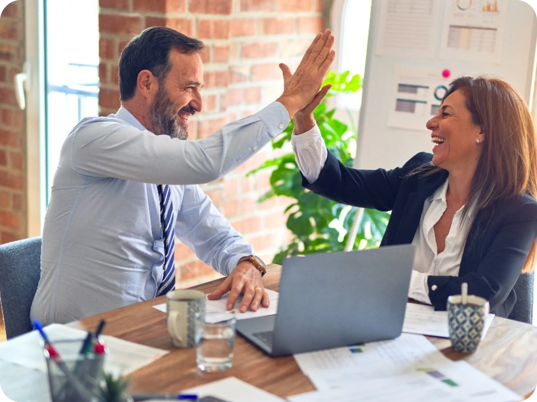 two people working together.