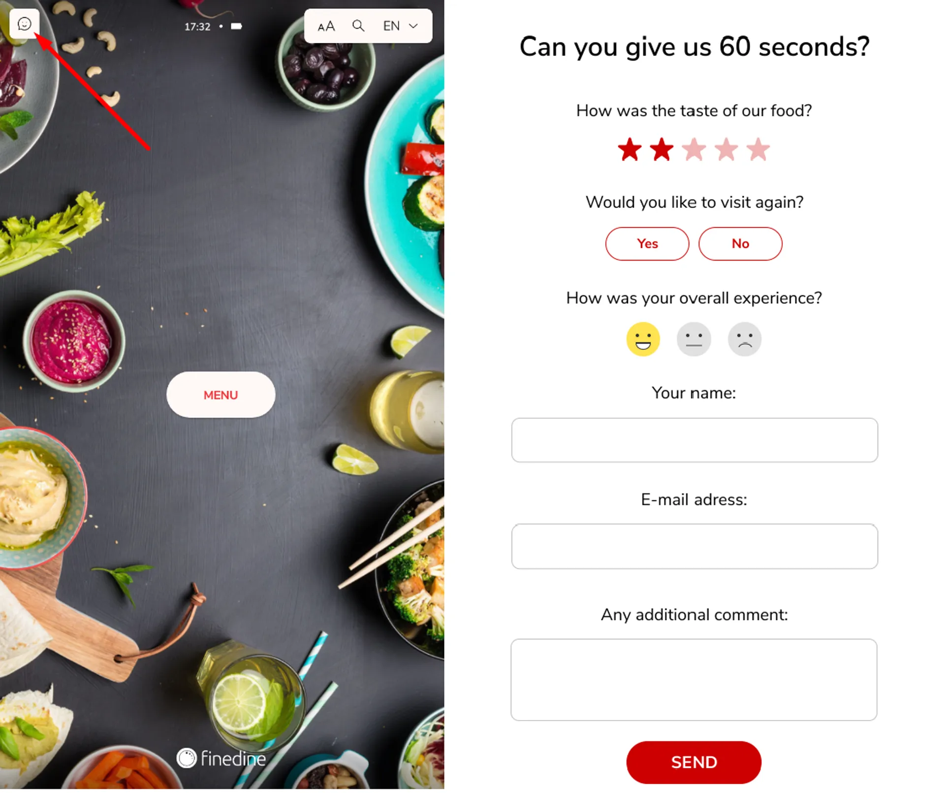 Feedbacks for Tablet Menu