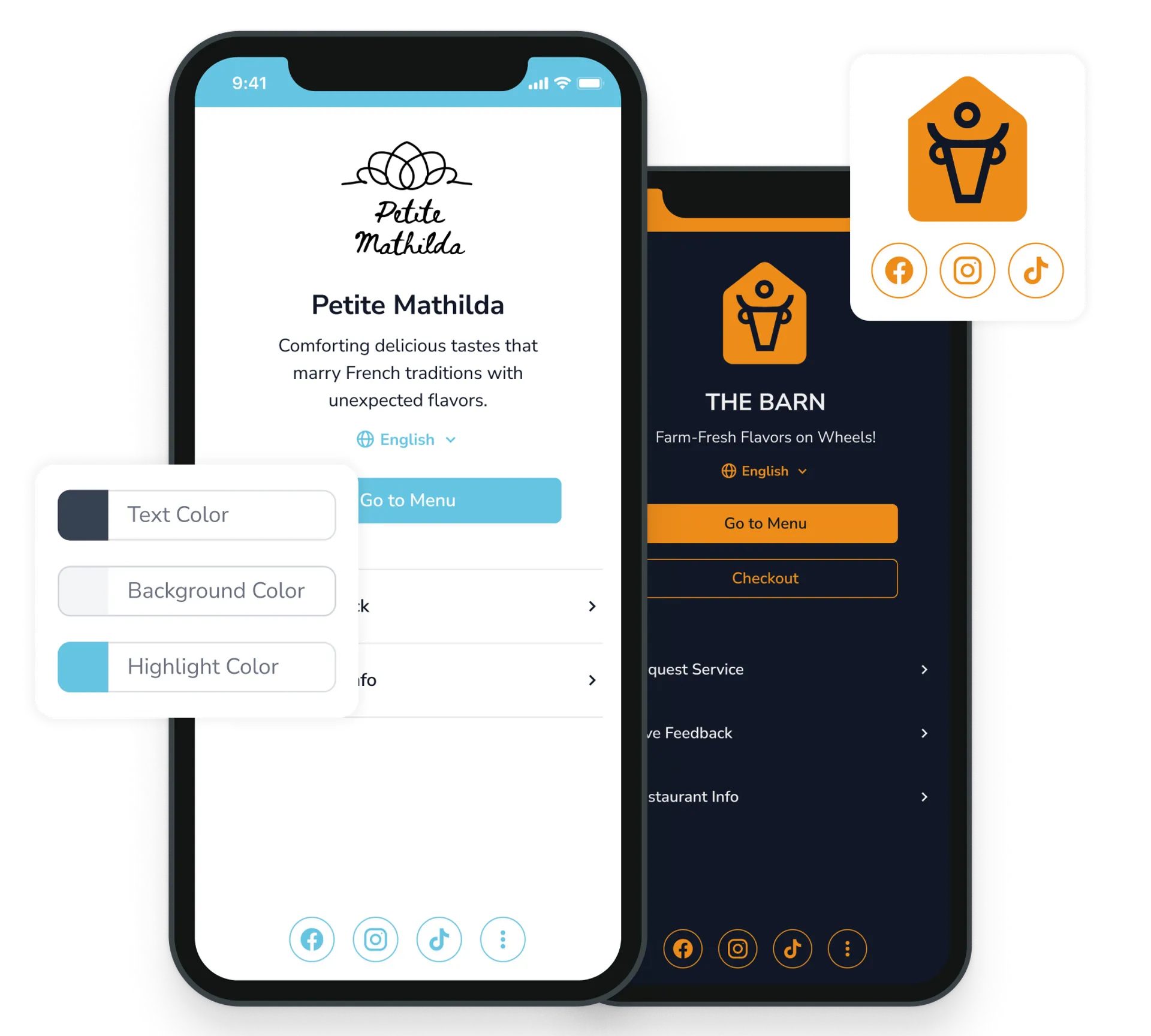 Digital menu and venue information