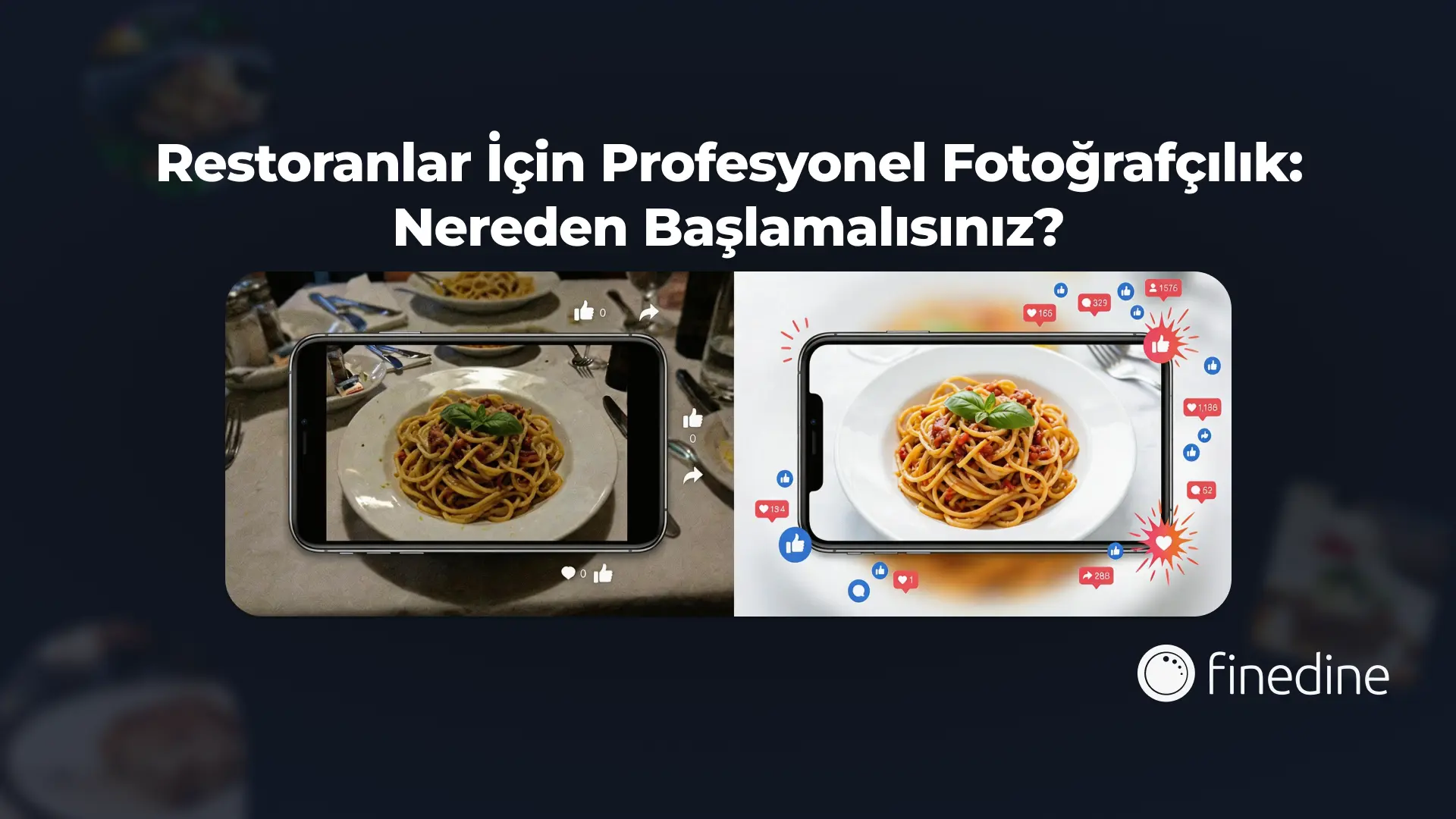 Amatör ve profesyonel çekilmiş makarna fotoğraflarının etkileşim ikonlarıyla karşılaştırılması