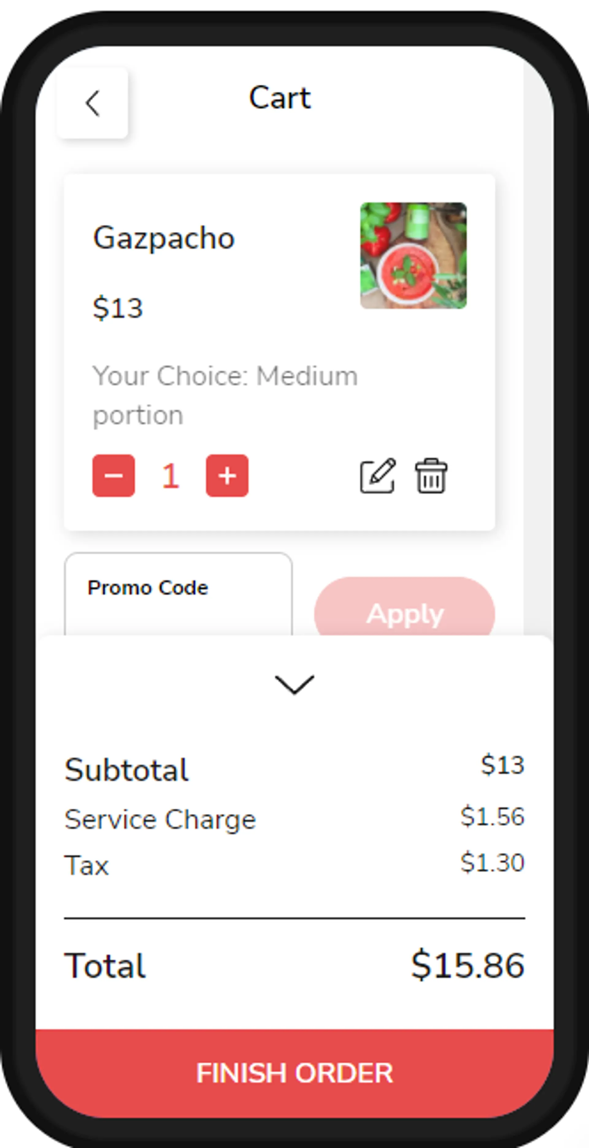 Cart View for Mobile Menu