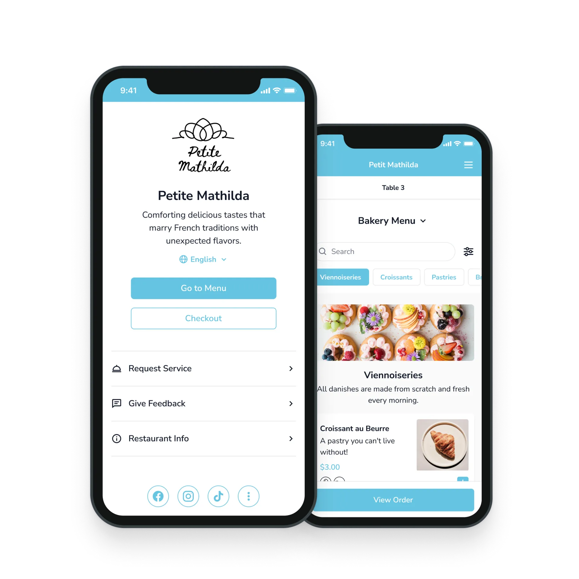 Dine-In QR Menu example screen.