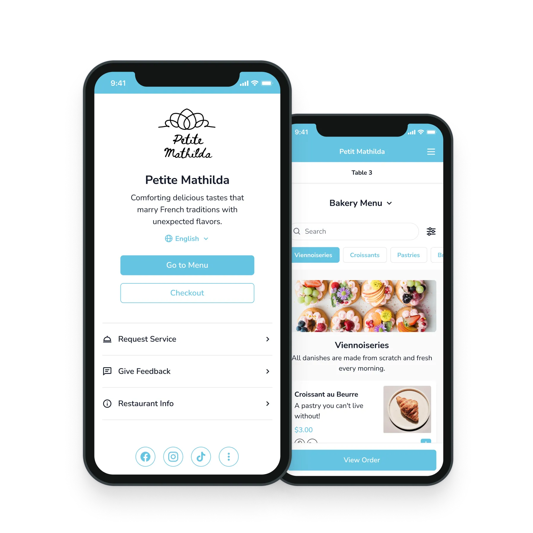 Dine-In QR Menu example screen.