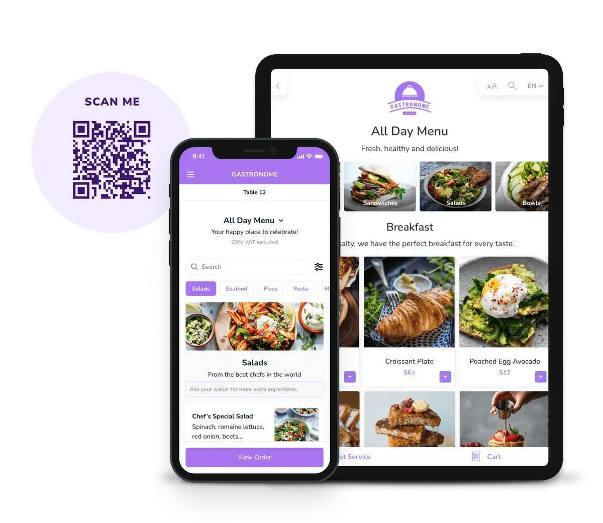 FineDine tablet and qr menu screen