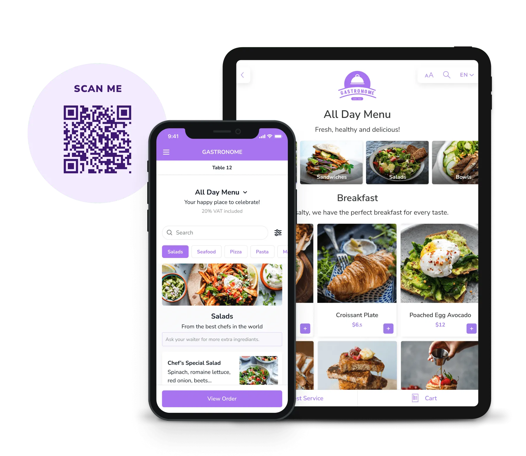 FineDine tablet and qr menu screen
