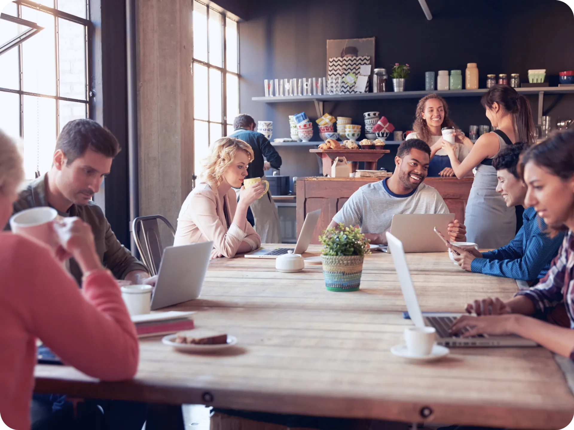 Studying at the coffee shops.