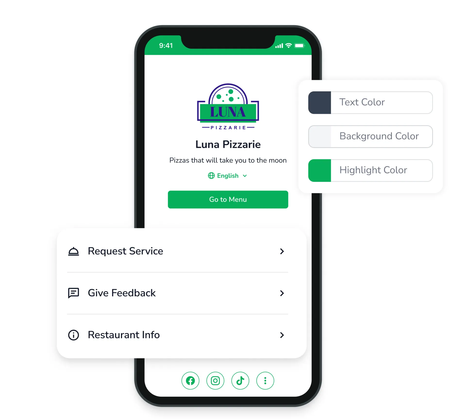 FineDine custom welcome screen.