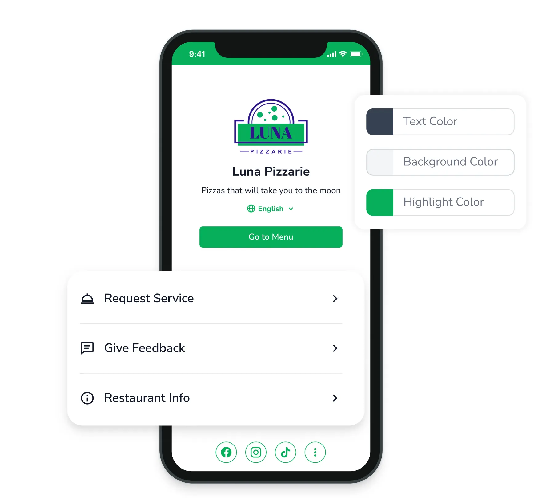 FineDine custom welcome screen.
