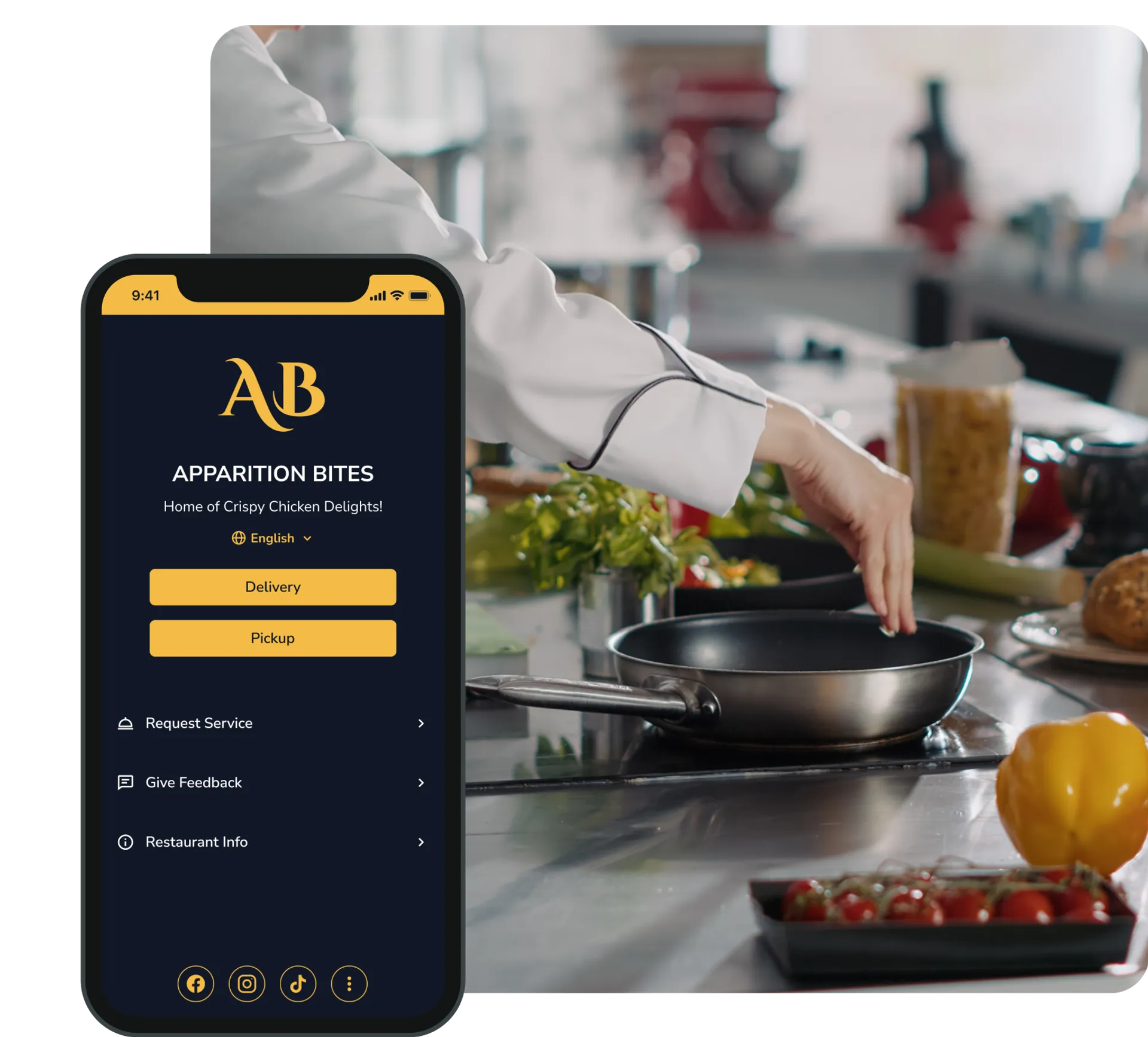 Ghost kitchen welcome menu screen