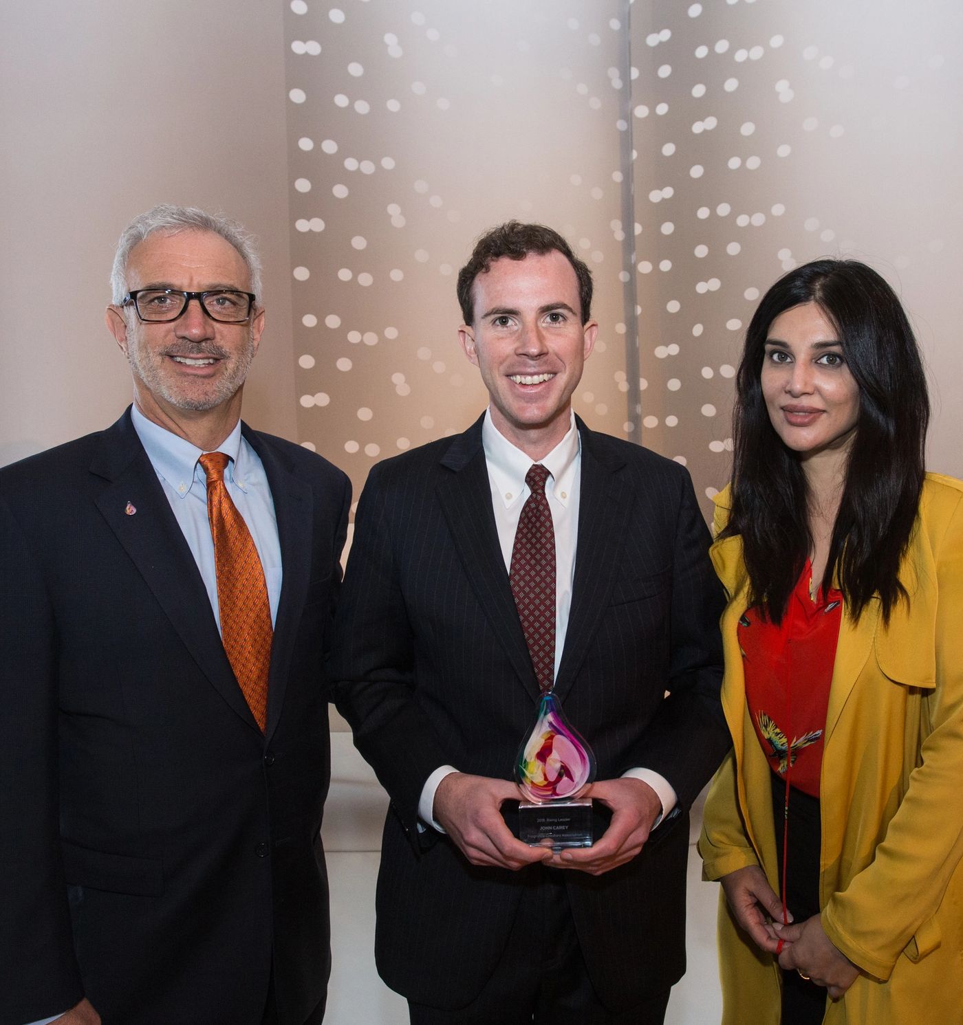 Robert Weinstein, Ph.D., of Robertet USA; John Carey of Firmenich and recipient of the 2018 Rising Leader Award; and Farah K. Ahmed of Fragrance Creators Association