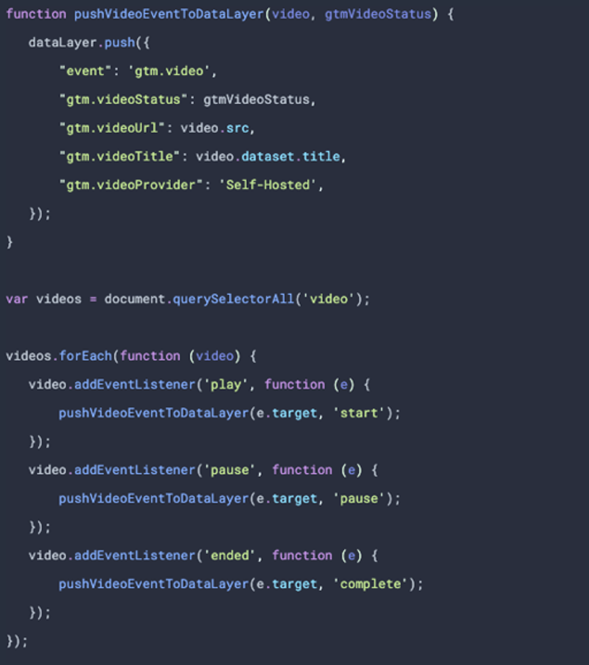 Analytics code