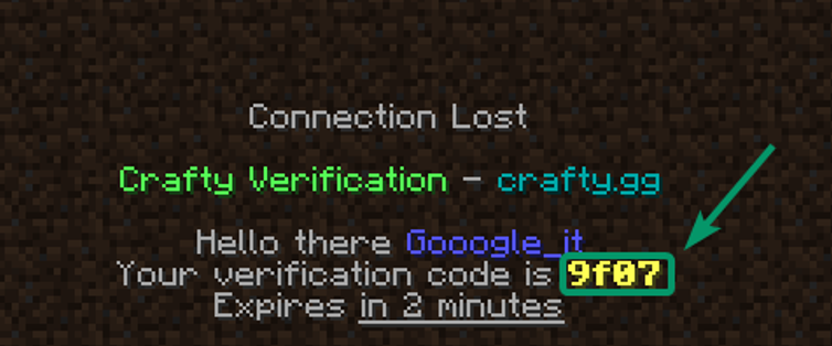Crafty Verification code 