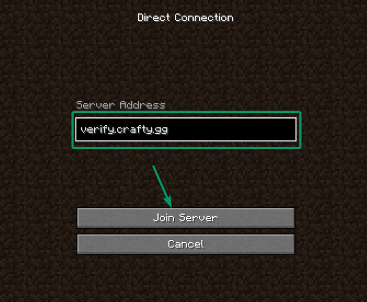 Joining verify.crafty.gg Minecraft Server