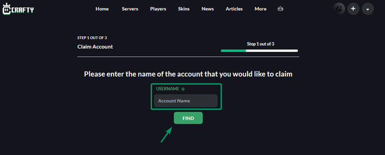 Enter your Minecraft Username