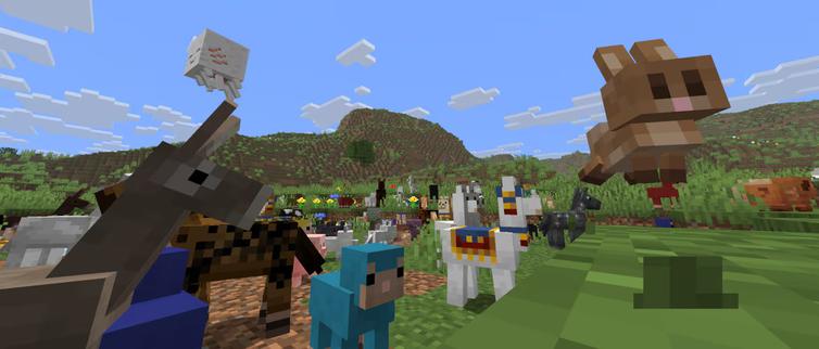 Minecraft 26.1 Tiny Takeover banner showing baby mobs