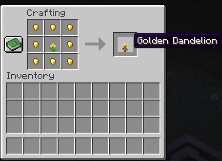 golden dandelion minecraft crafting recipe