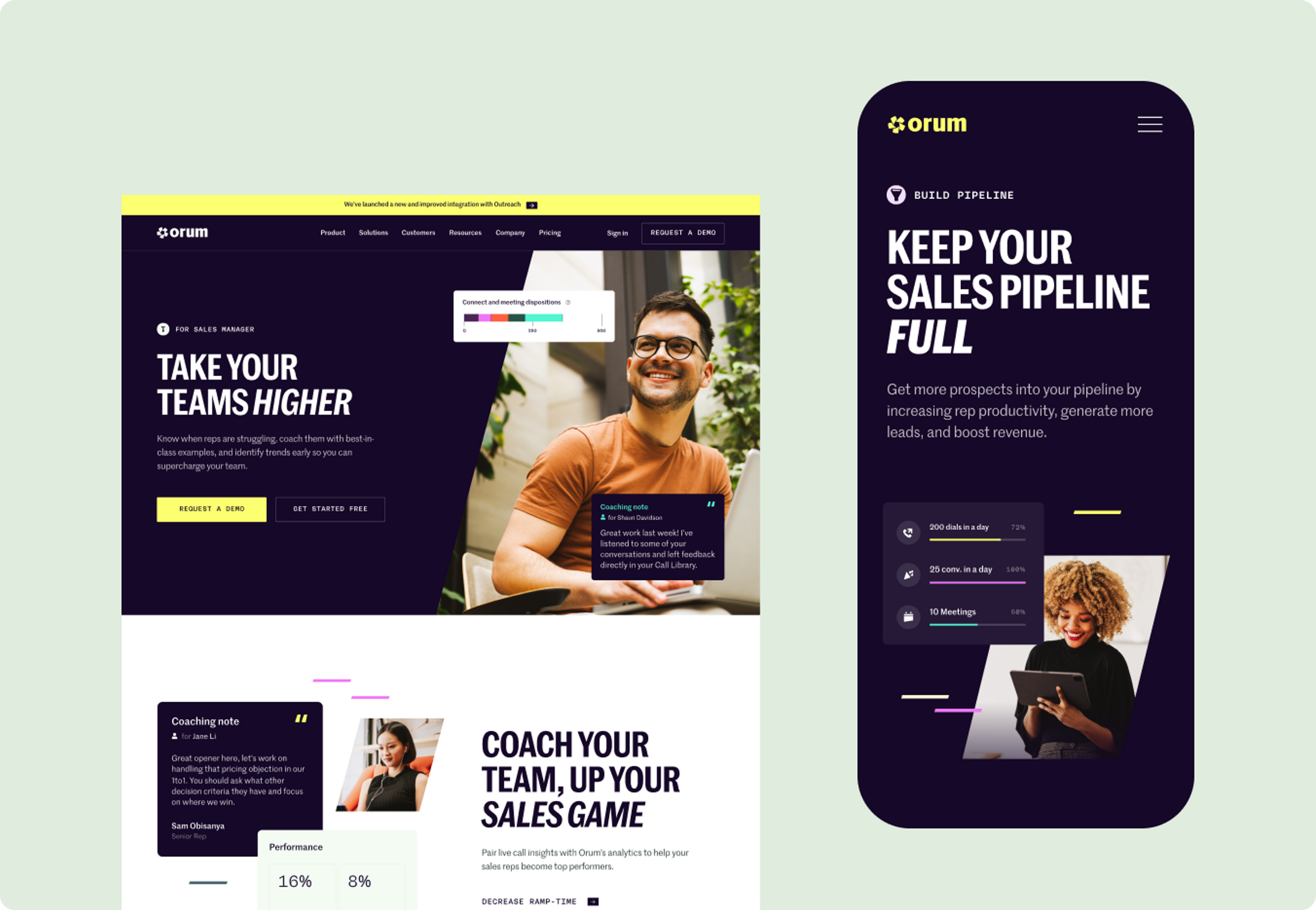 Image of the new Orum website on desktop and mobile