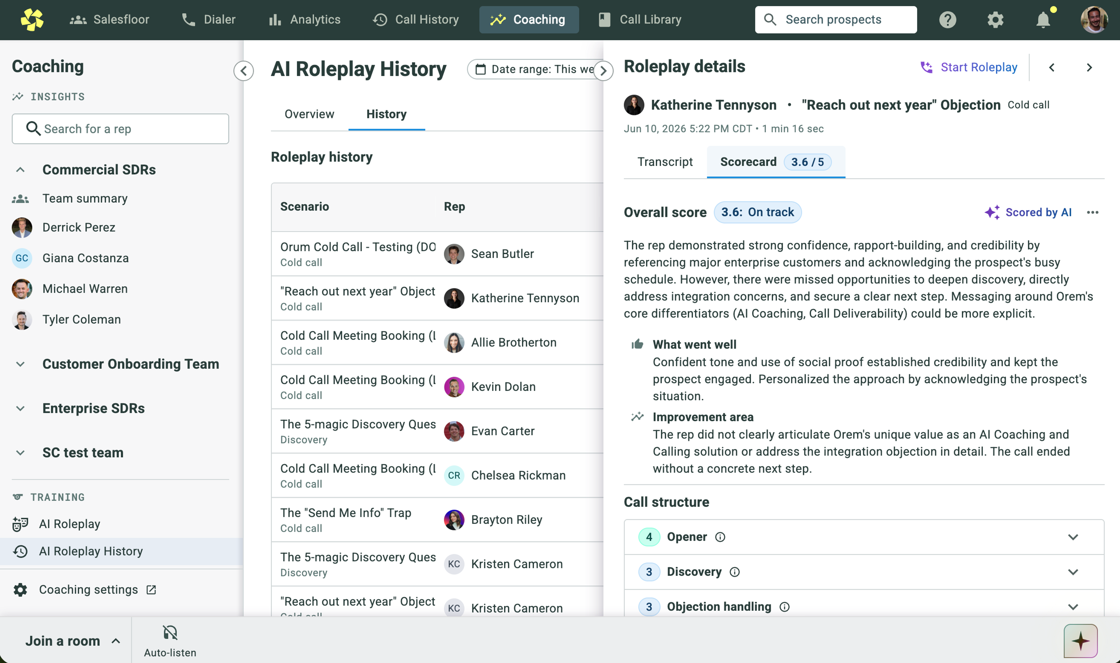 AI Roleplay Scorecards