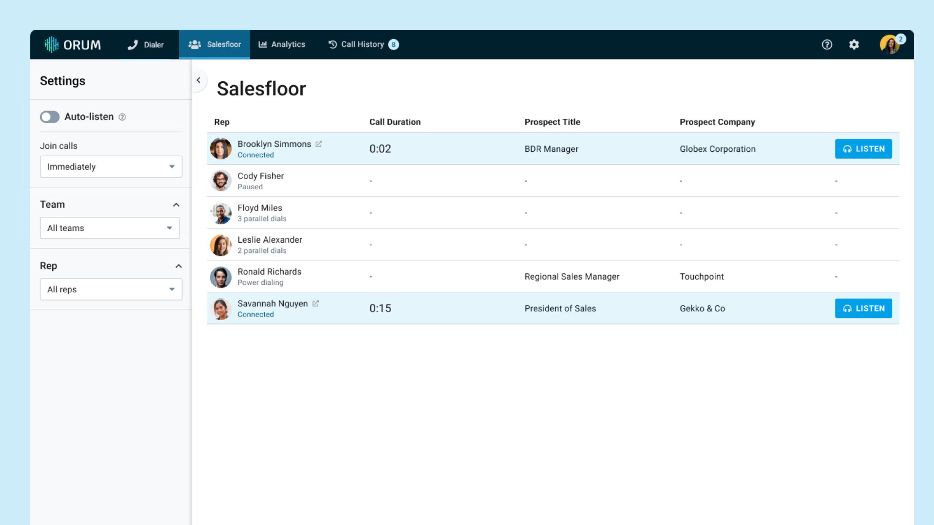 Virtual Salesfloor