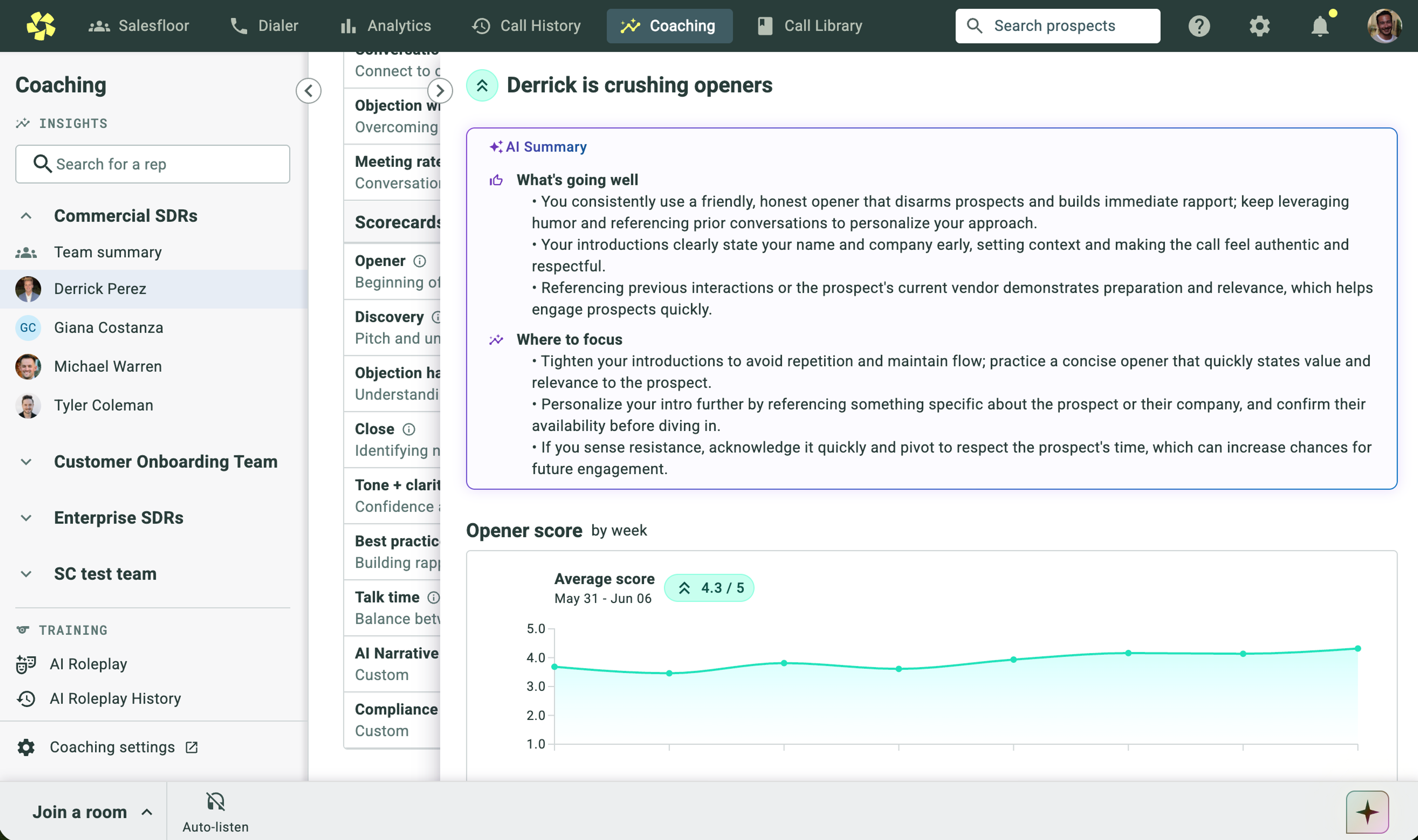 Scorecard summaries in Orum