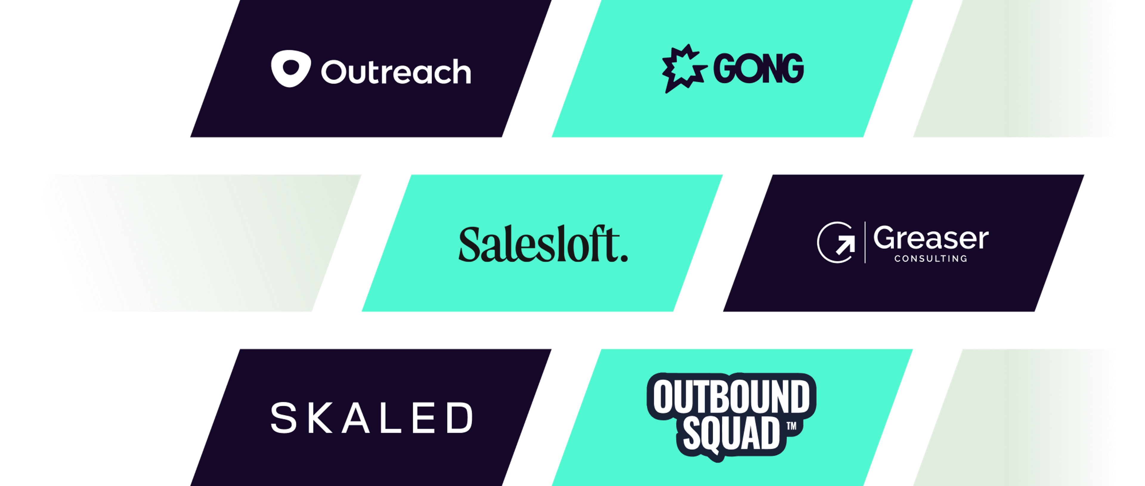 A grid of logos of the various partners of Orum, including Gong, Ramp and Outreach