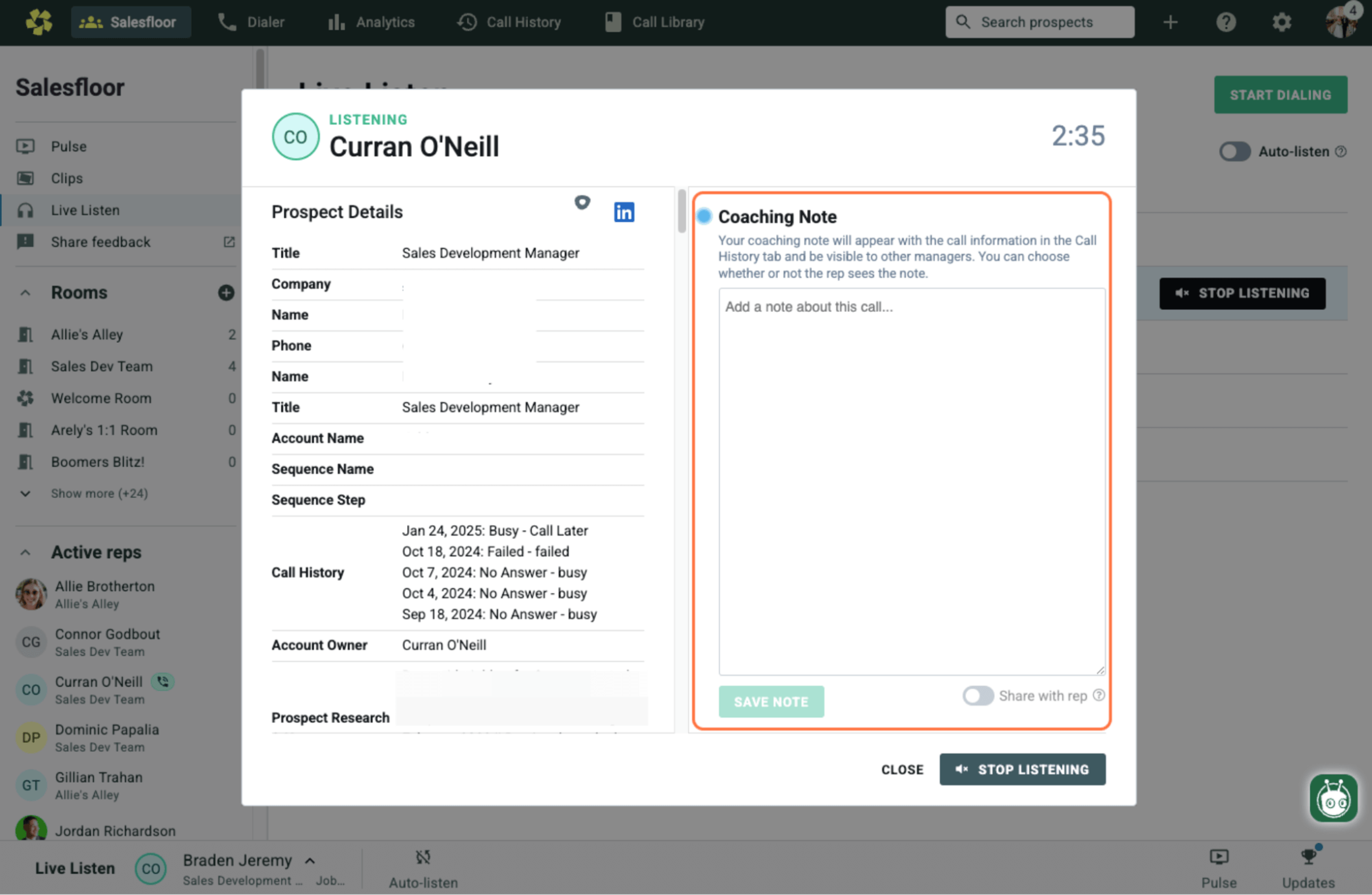 Orum for sales coaching