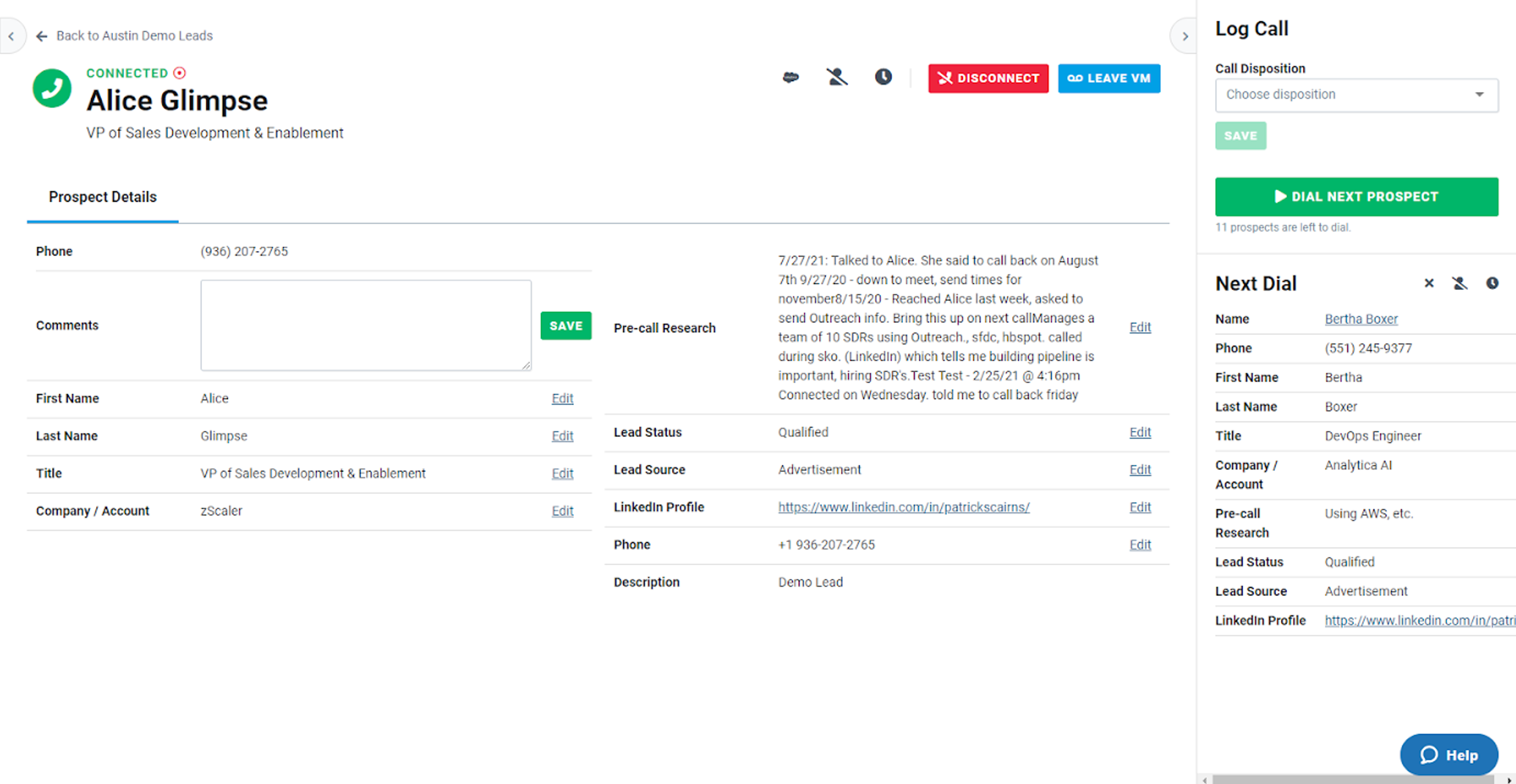 Orum connection dashboard