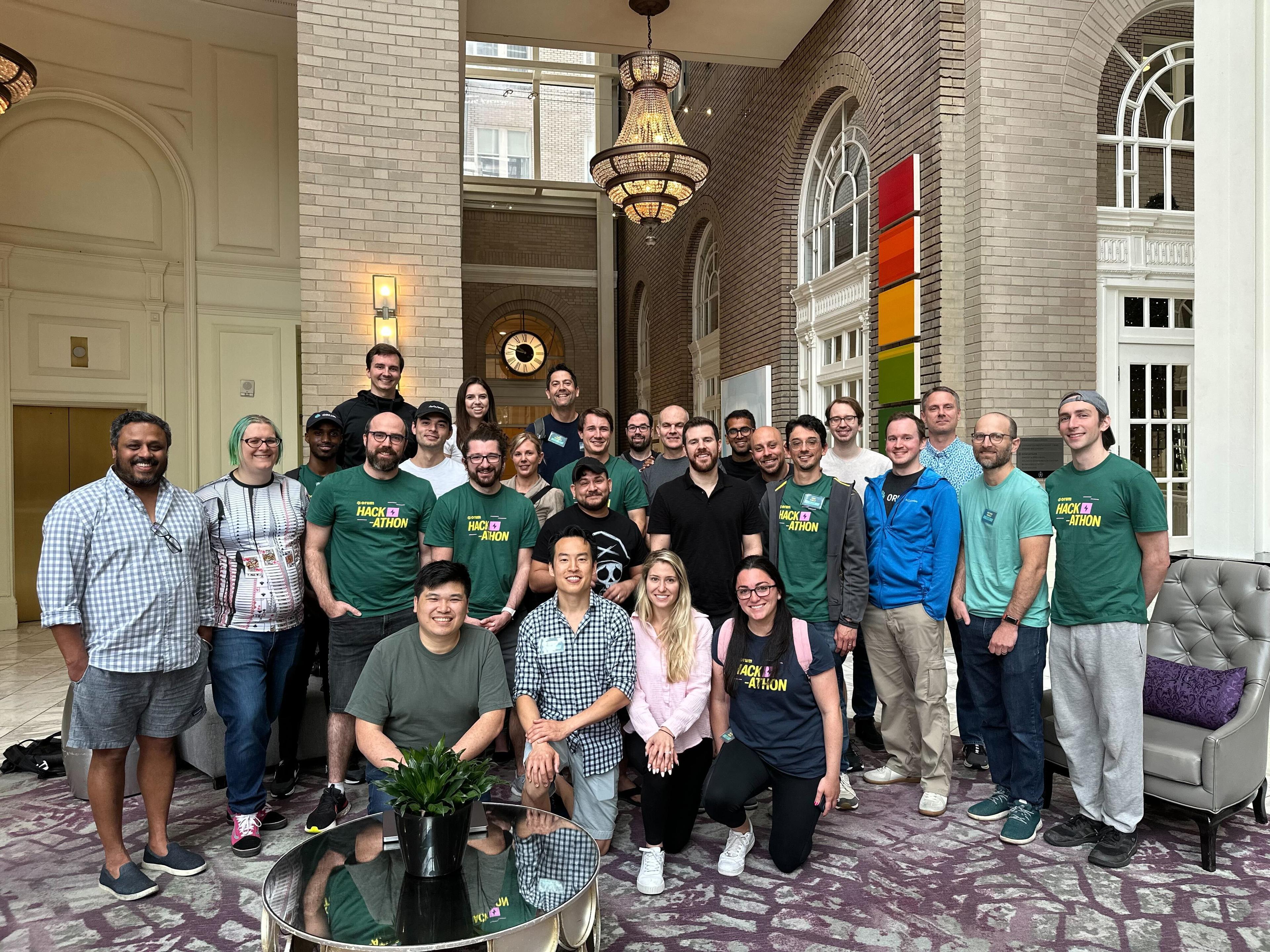 A photo of the wider team