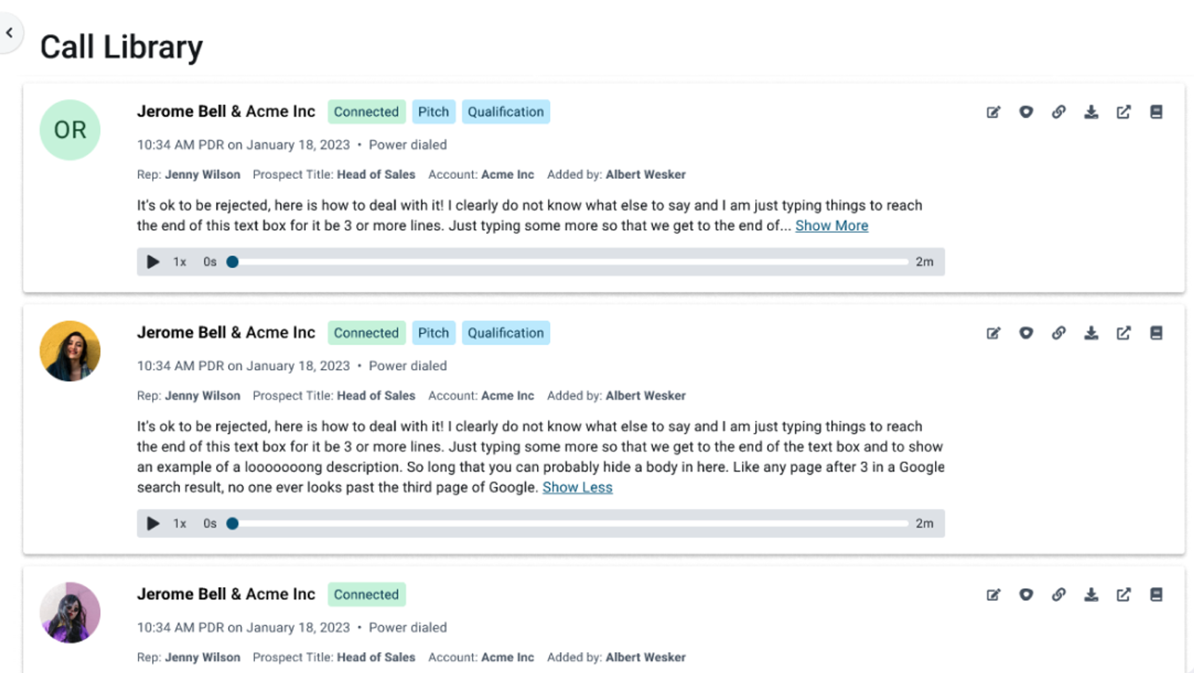 Orum's call library feature