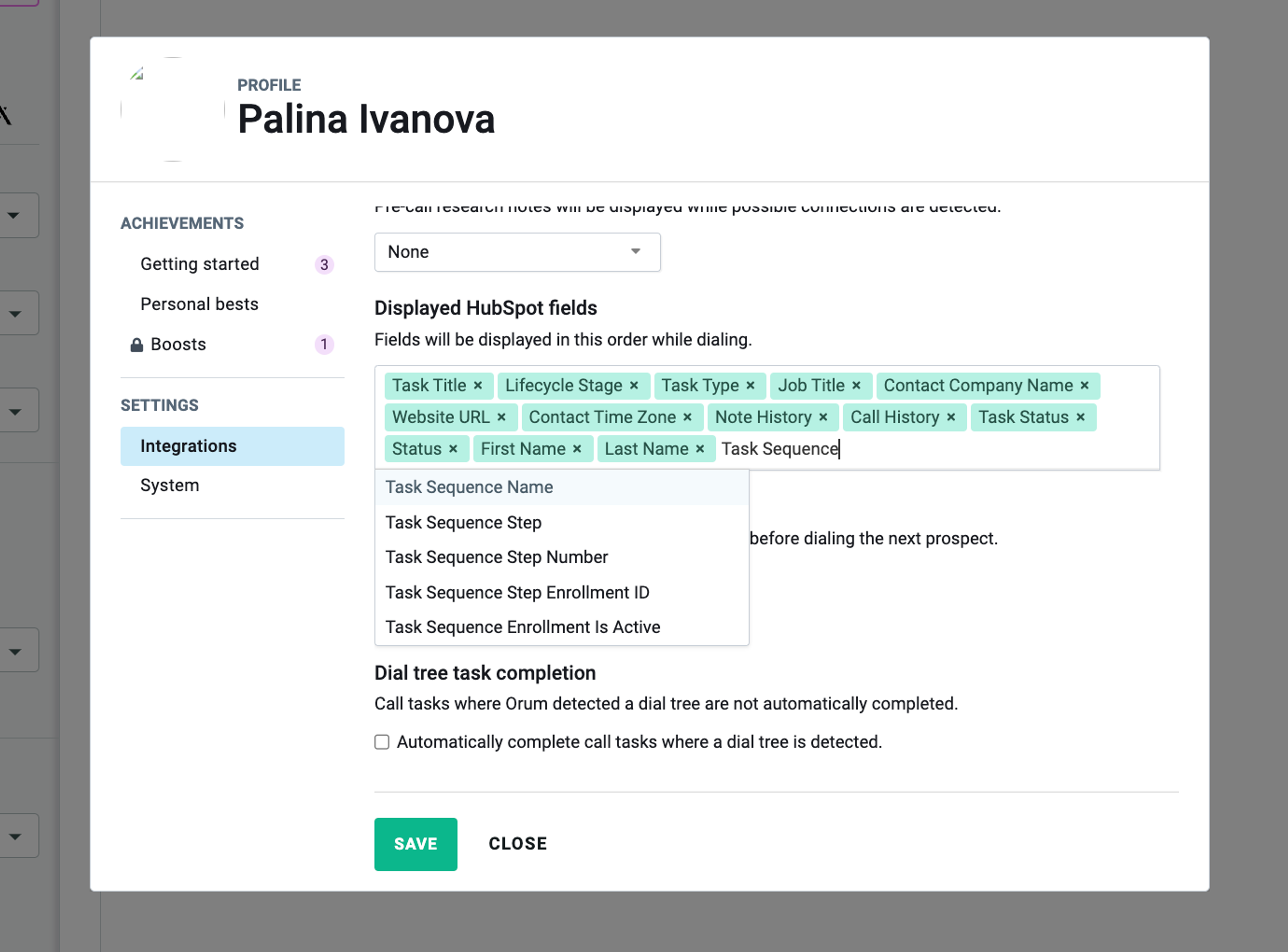 Orum’s CRM integration