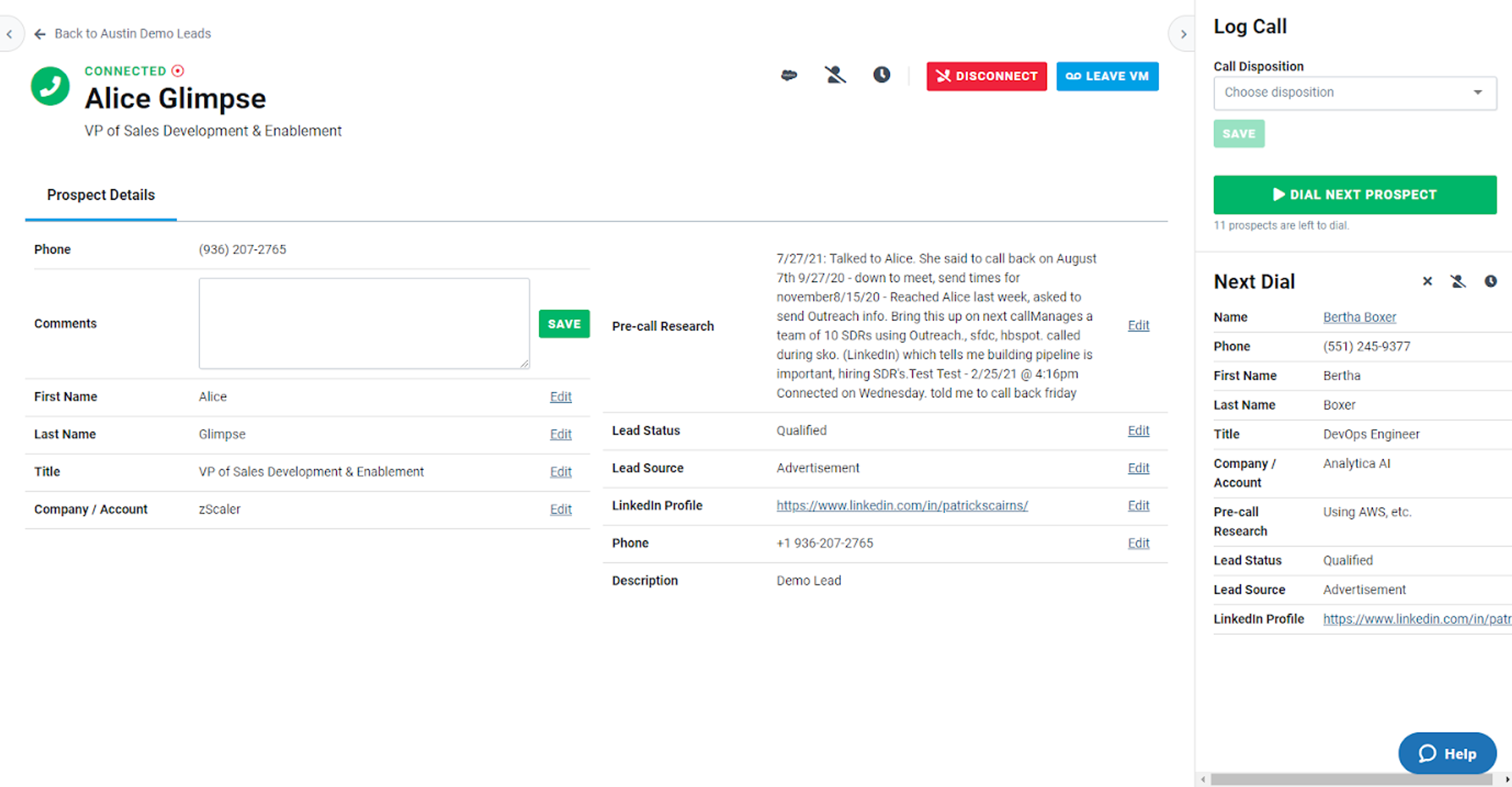 Orum’s connect dashboard
