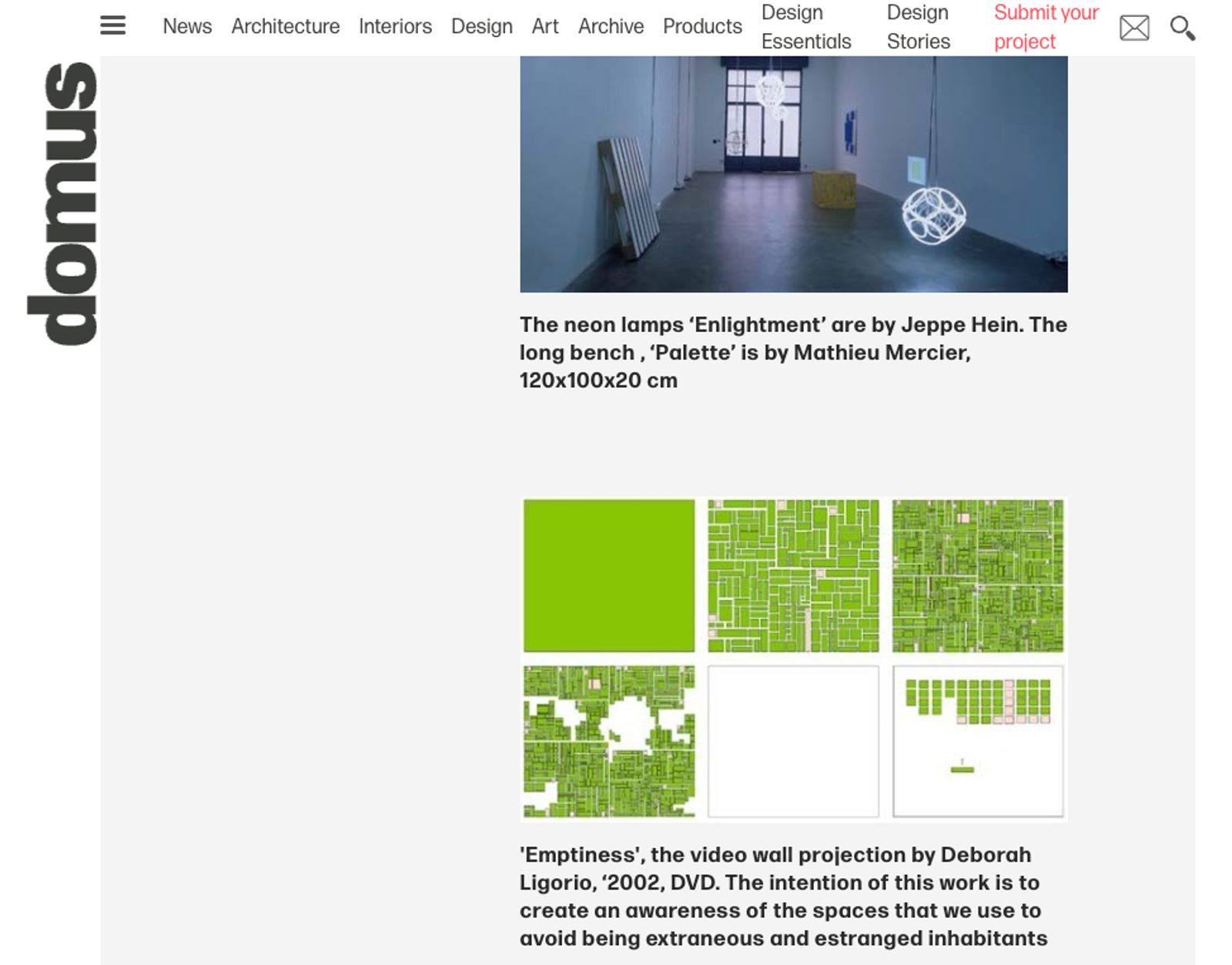 domus, review of Fuzzy, 2002 at Galleria Massimo Minini