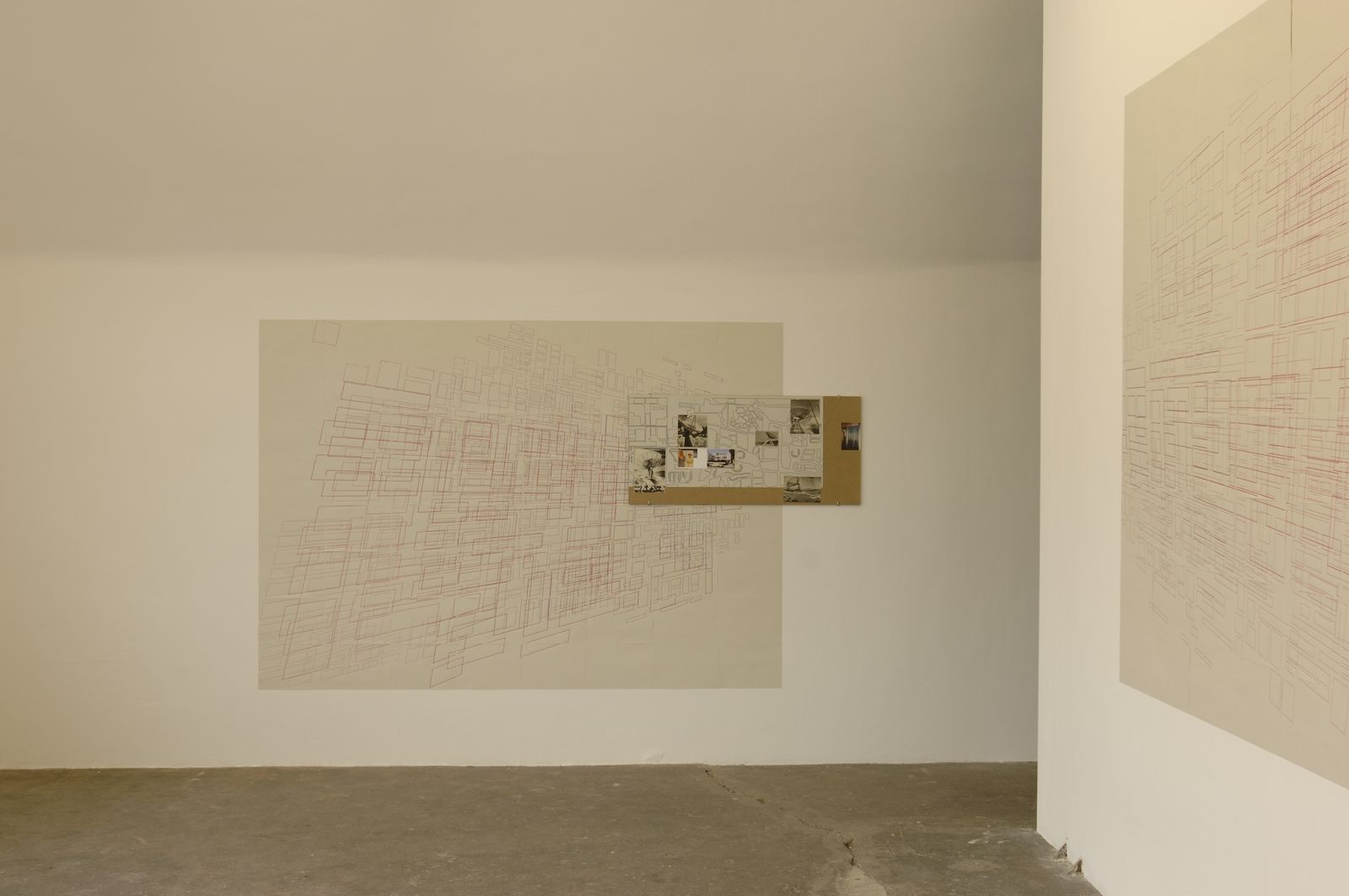 Installation detail from Deborah Ligorio’s solo exhibition Bird’s Eye View at BüroFriedrich, 2006.