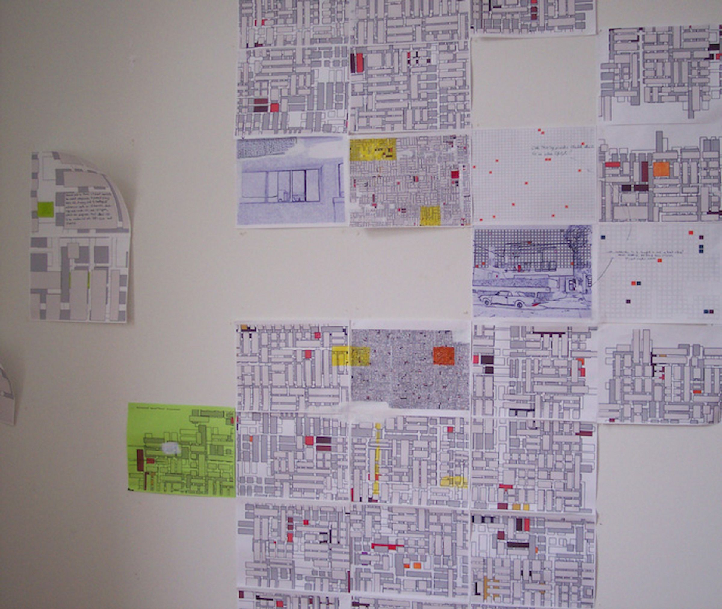 Deborah Ligorio, Share Map, 2004, installation view in the artist’s studio at the Mackey Apartments, Los Angeles, US.