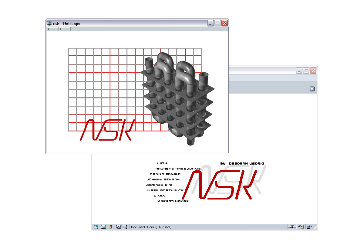 Browser views of Deborah Ligorio’s NSK, a net art platform project.
