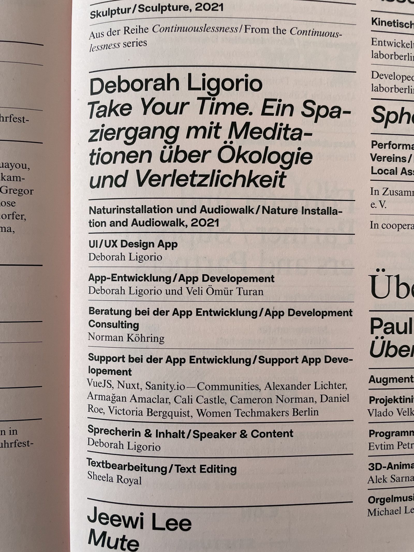 Urbane Künste Ruhr magazine featuring artist Deborah Ligorio’s Take Your Time (2021).