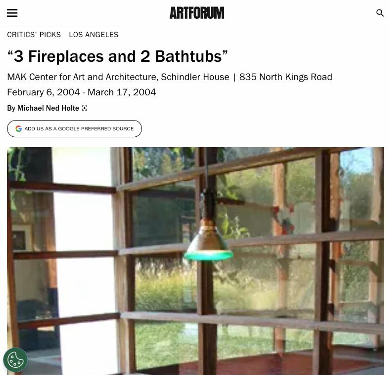 Artforum article's previews