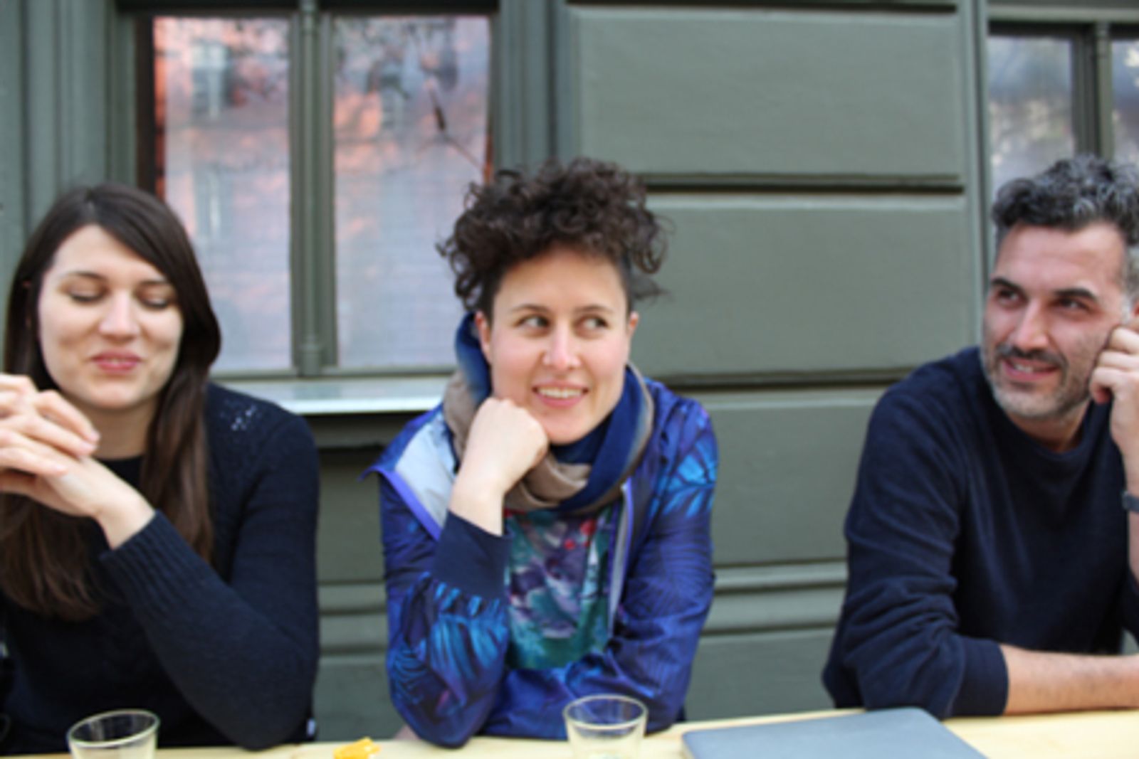 Alex Martinis Rohe, Alicia Frankovich, Caleb Waldorf, at Deborah Ligorio’s workshop Pilot [The Eponym], 2014, The Public School, Archive Kabinett, Berlin.