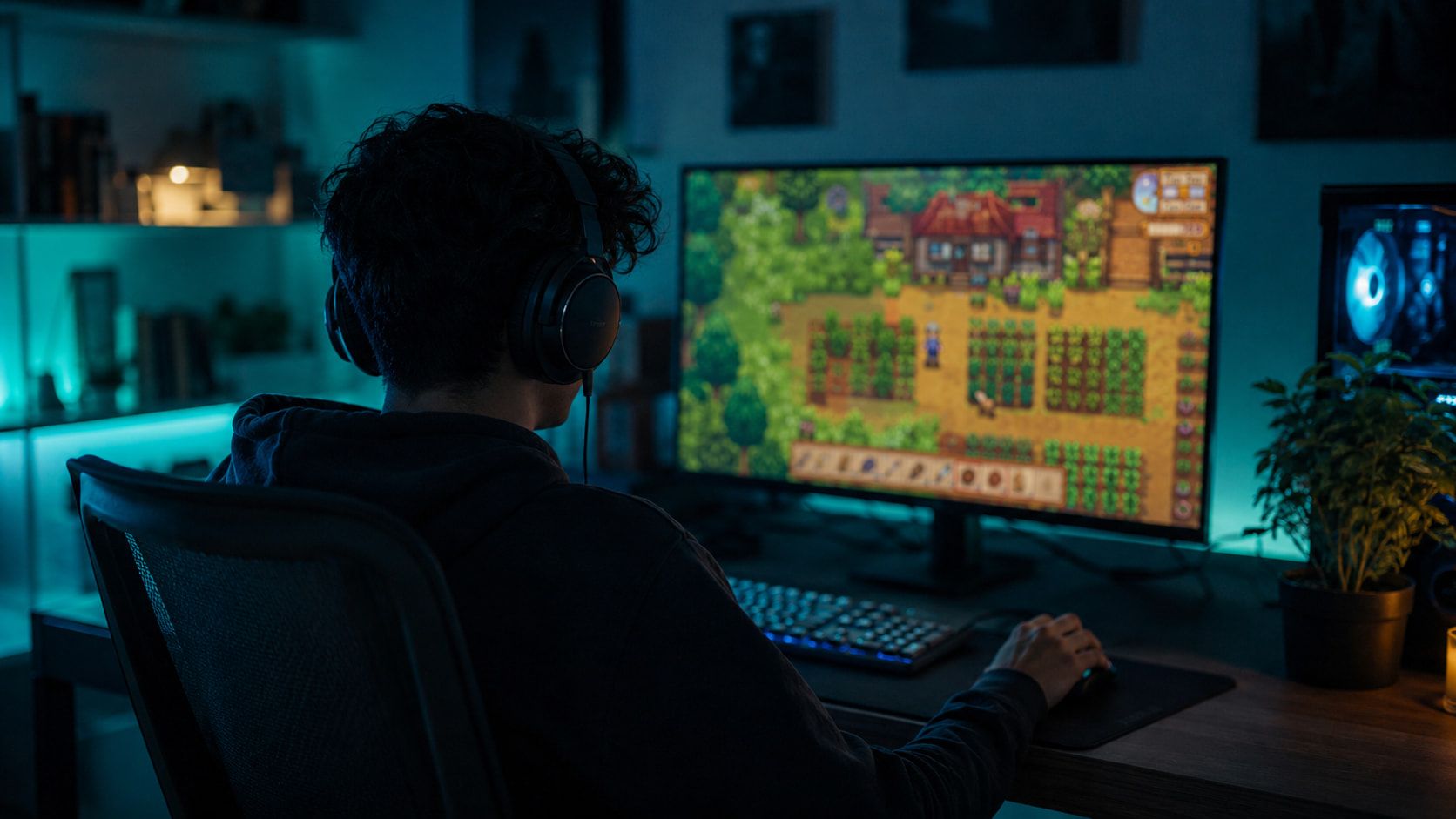 casual gamer playing stardew valley