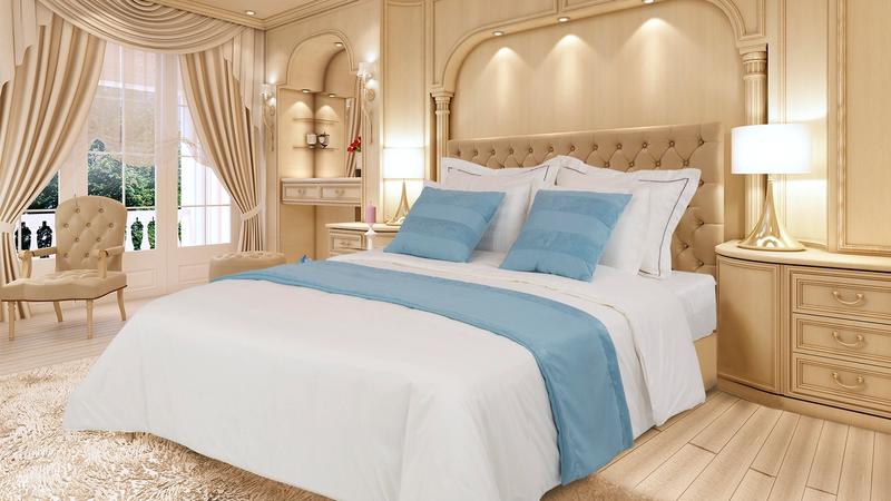 Hình ảnh của một chiếc đệm thoải mái trên giường trong không gian phòng ngủ đẹp.
