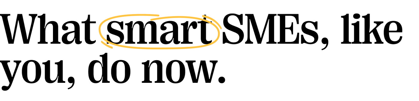 Quote: What smart SMEs, like you, do now. 