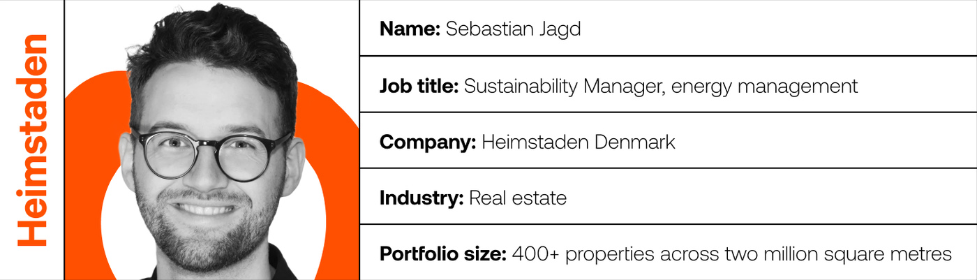 An illustration showing a photo of Sebastian Jagd from Heimstaden, together with his job title and company information