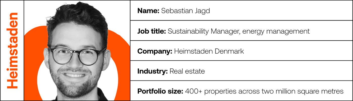 An illustration showing a photo of Sebastian Jagd from Heimstaden, together with his job title and company information